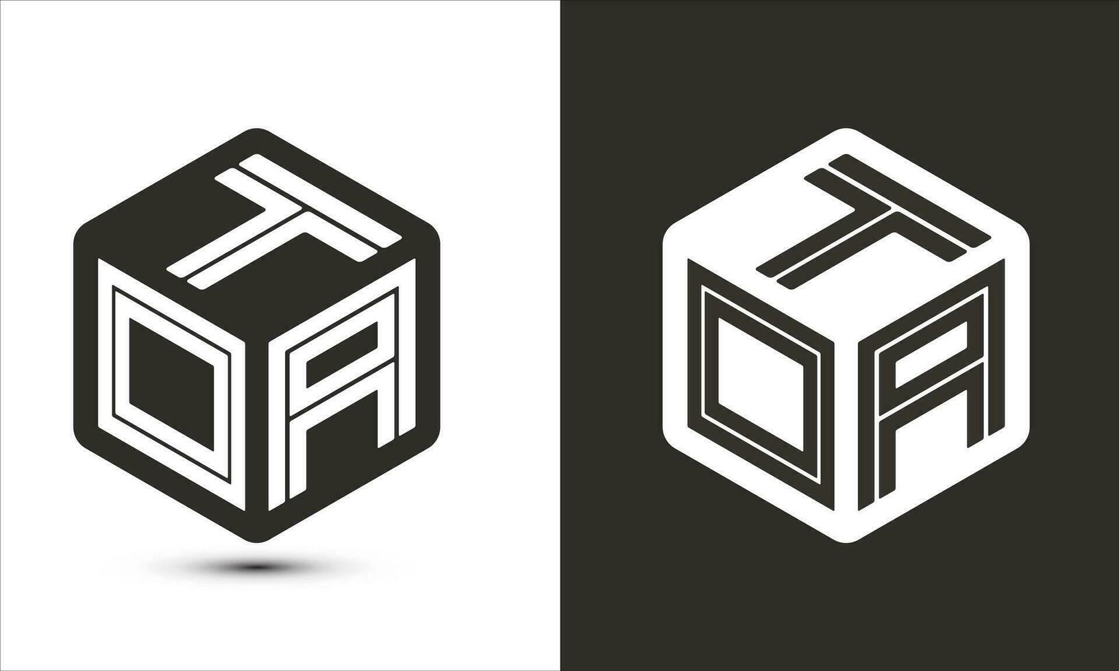 TOA letter logo design with illustrator cube logo, vector logo modern alphabet font overlap style.