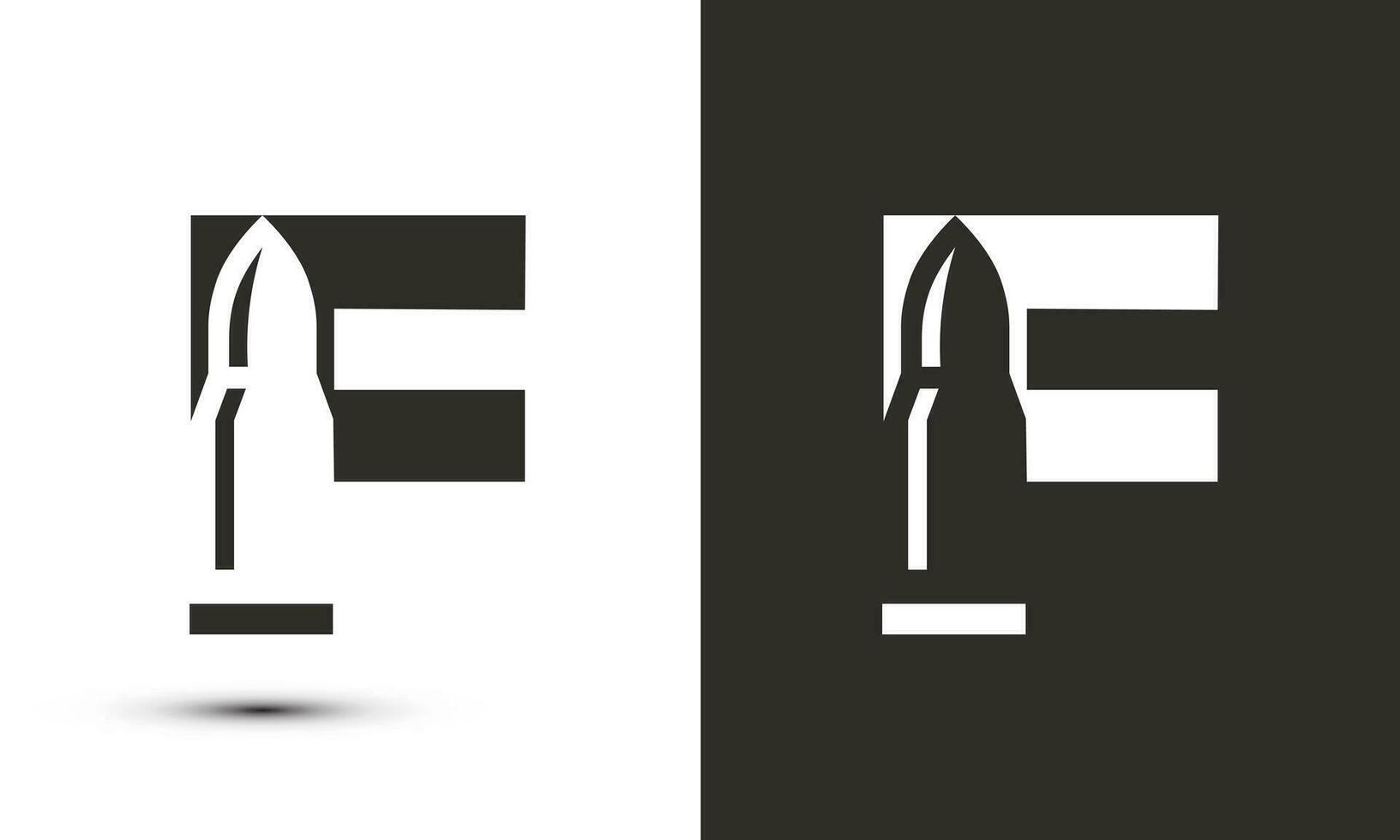 Modern and Simple illustration logo design initial F combine with bullet shot. vector