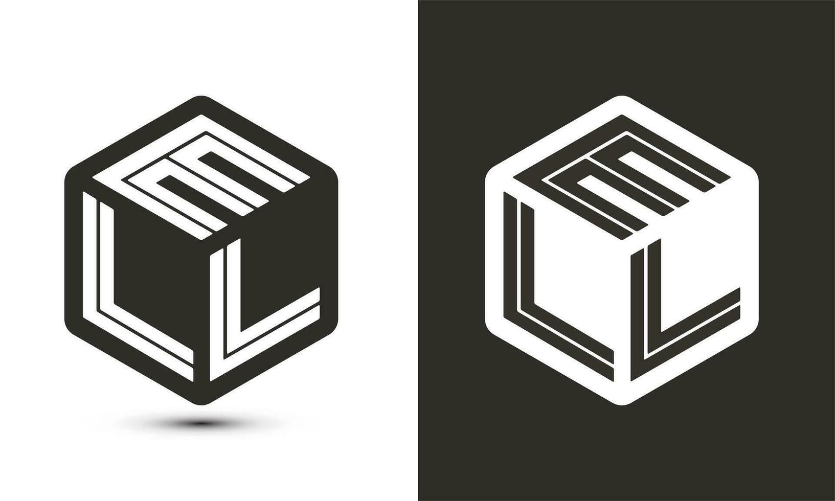 ELL letter logo design with illustrator cube logo, vector logo modern alphabet font overlap style.
