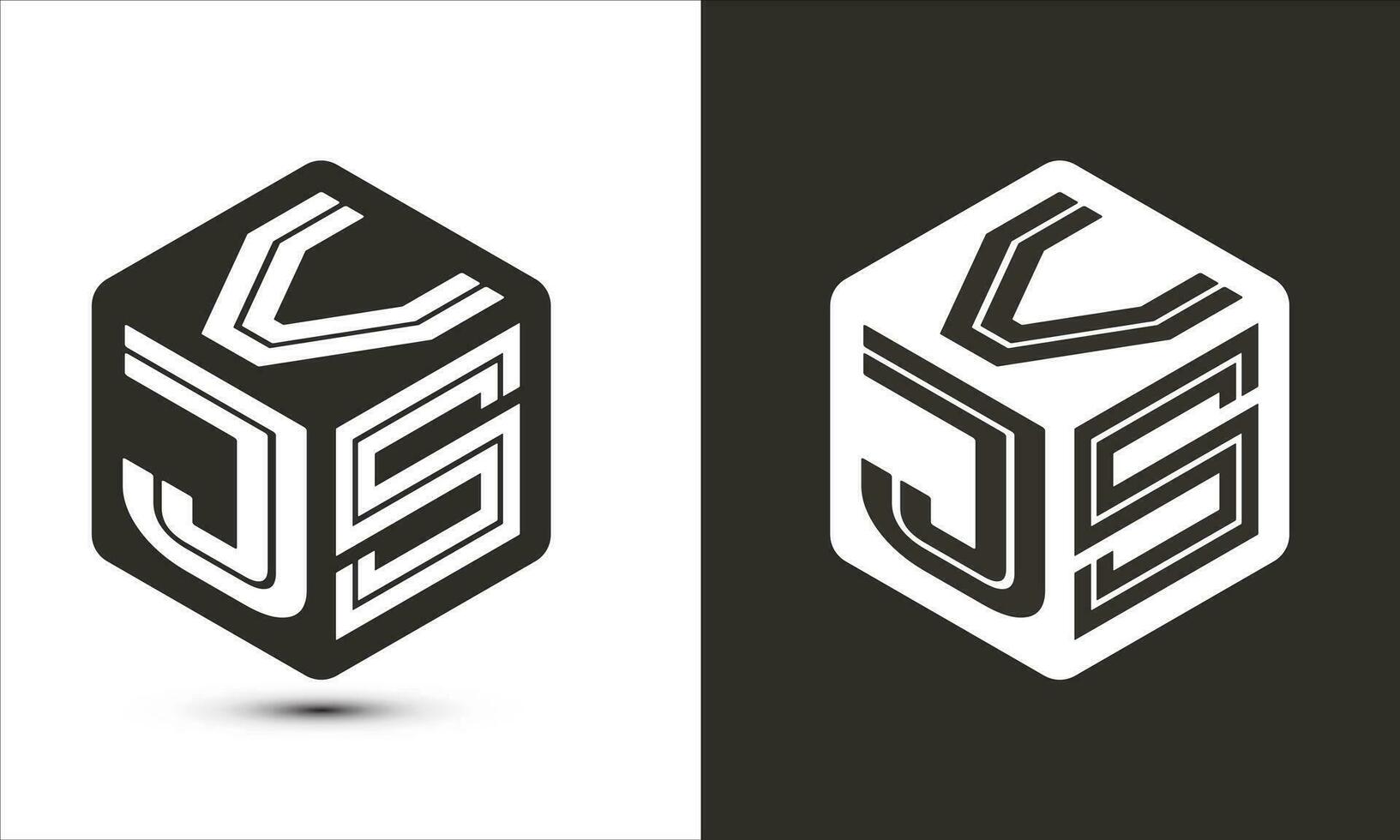 VJS letter logo design with illustrator cube logo, vector logo modern alphabet font overlap style.