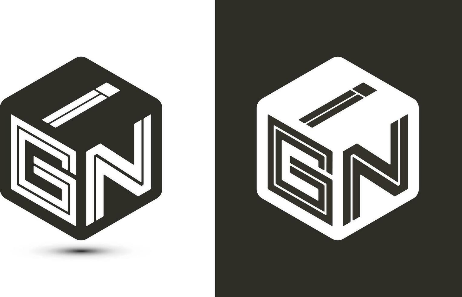 IGN letter logo design with illustrator cube logo, vector logo modern alphabet font overlap style.