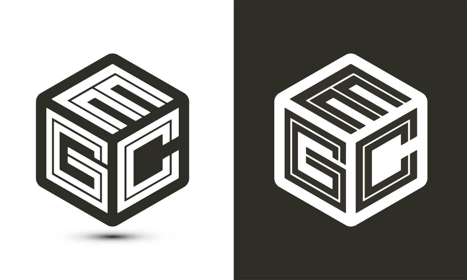 EGC letter logo design with illustrator cube logo, vector logo modern alphabet font overlap style.