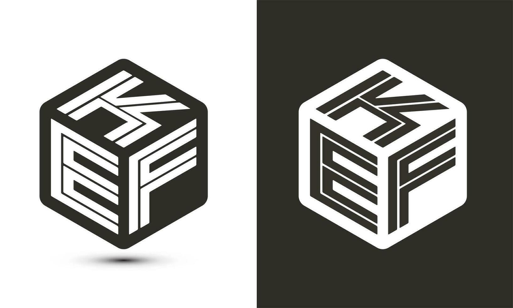 KEF letter logo design with illustrator cube logo, vector logo modern alphabet font overlap style.