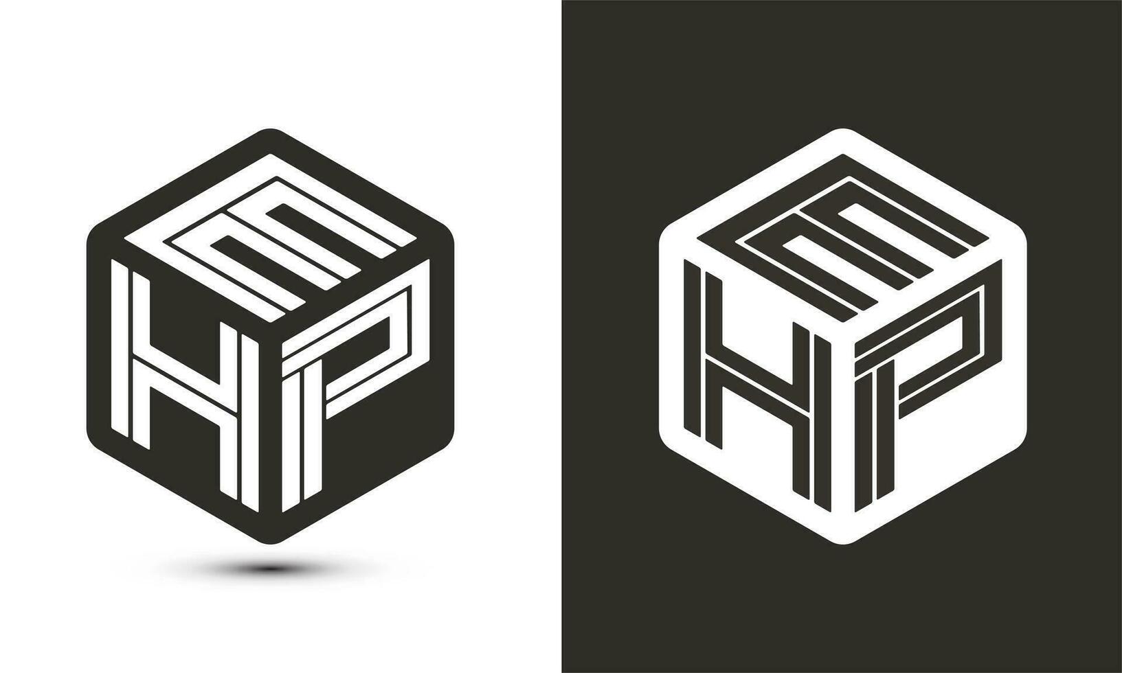 EHP letter logo design with illustrator cube logo, vector logo modern alphabet font overlap style.