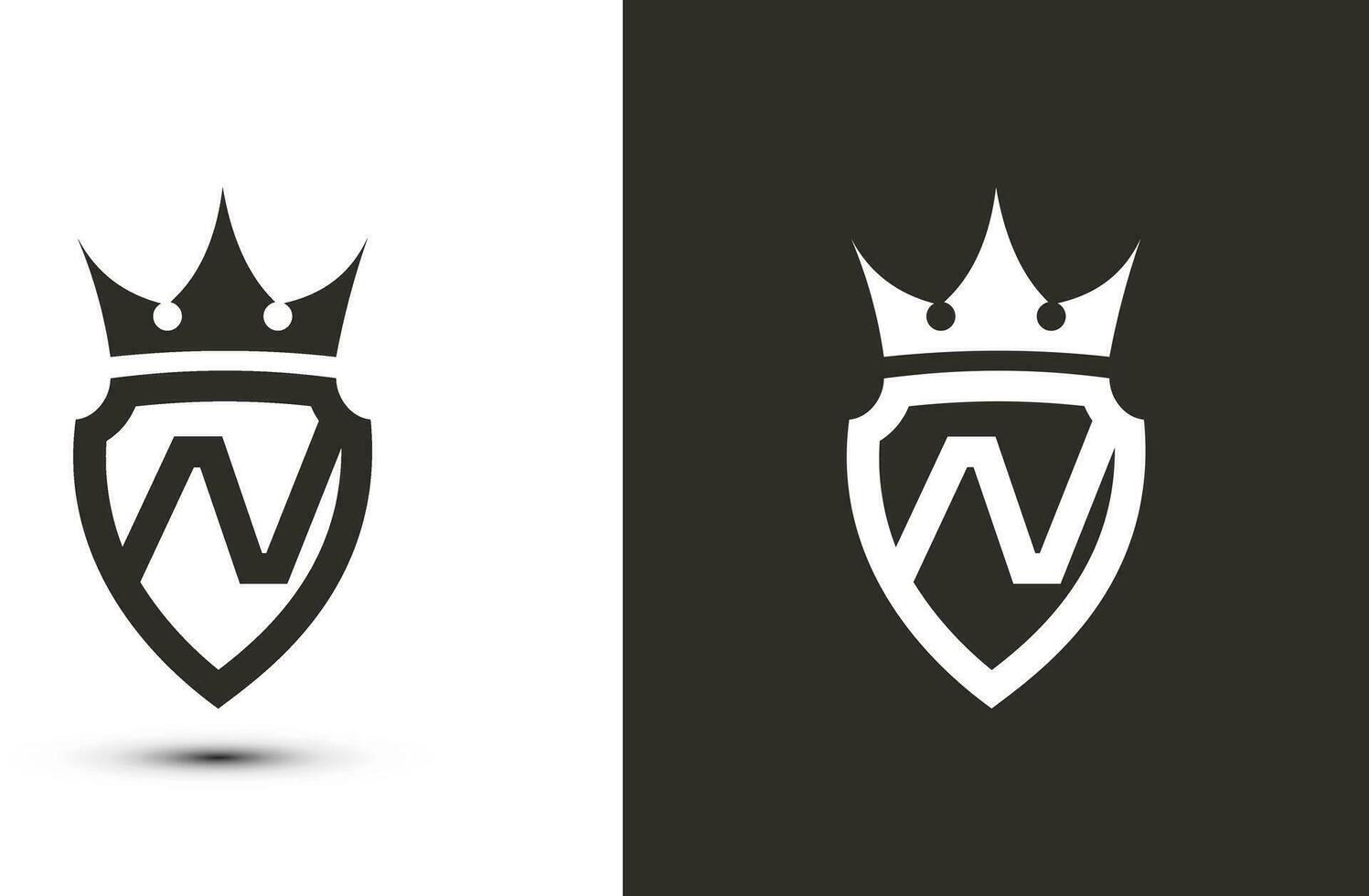 letter N initials signature logotype. Elegant logo icon vector design. Luxury shield crown sign.