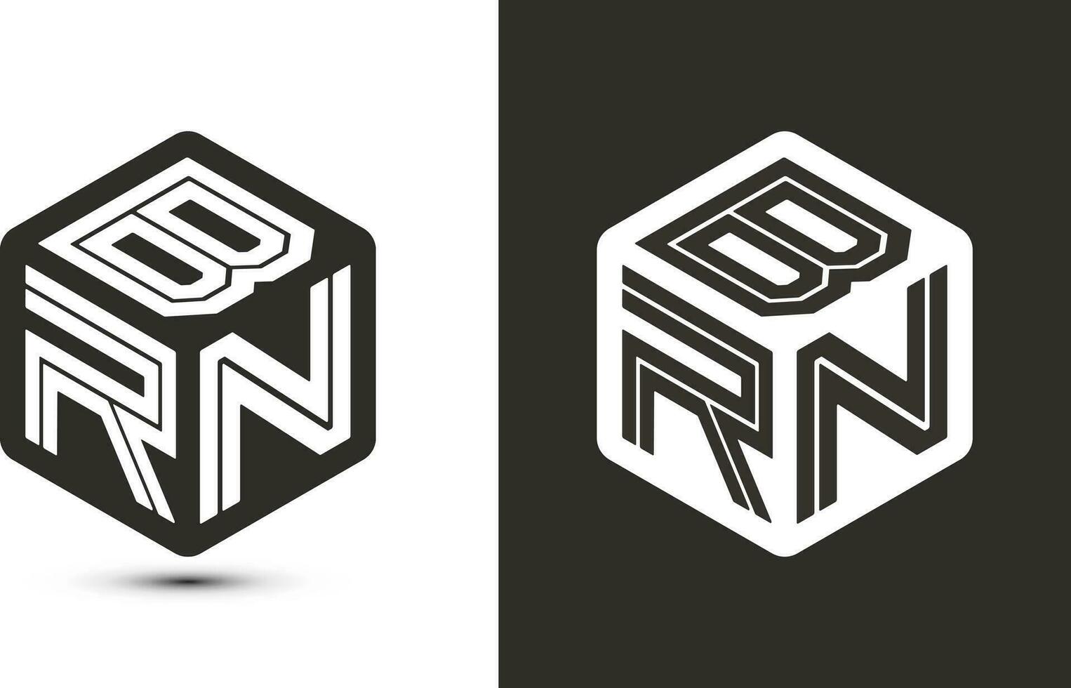 BRN letter logo design with illustrator cube logo, vector logo modern alphabet font overlap style.