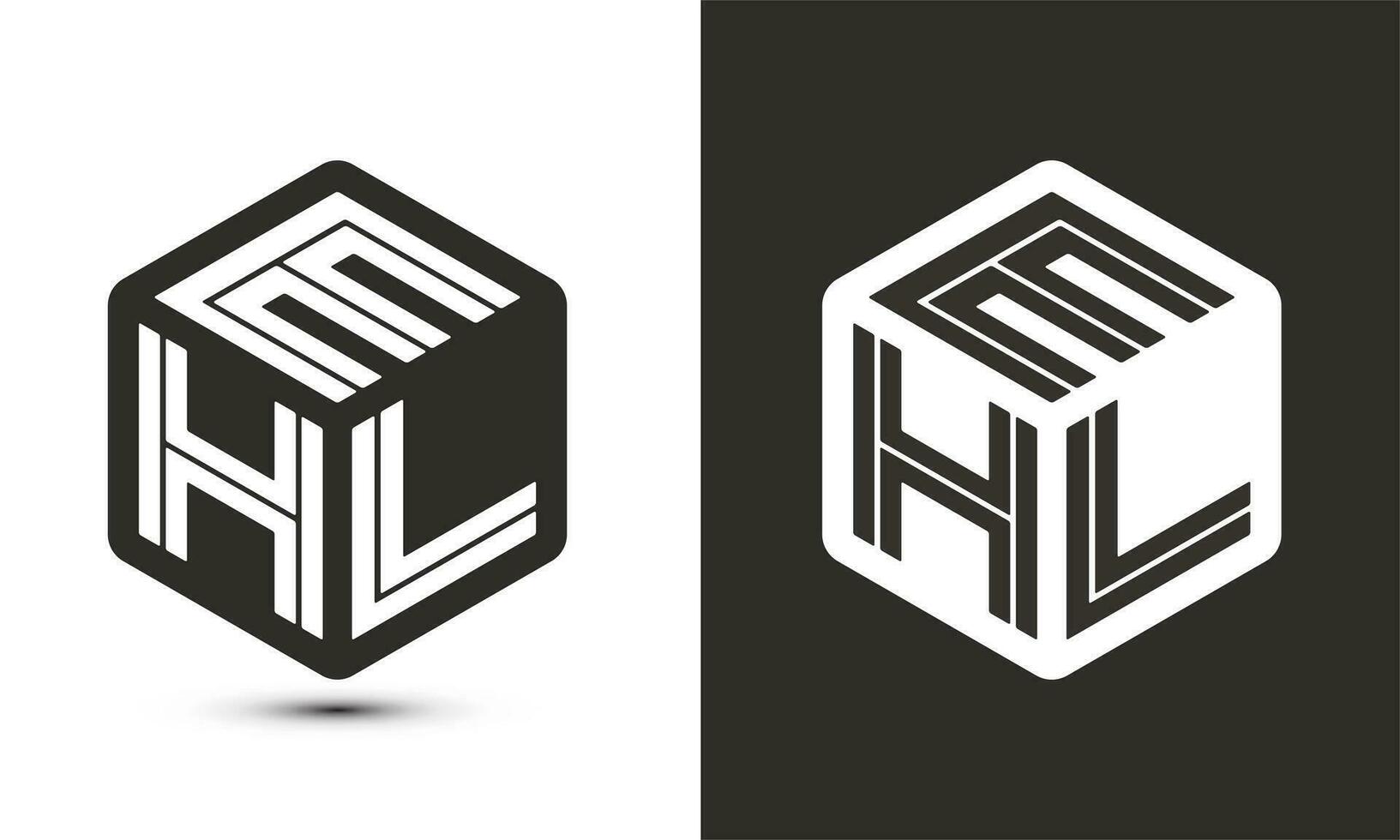 ehl letra logo diseño con ilustrador cubo logo, vector logo moderno alfabeto fuente superposición estilo.