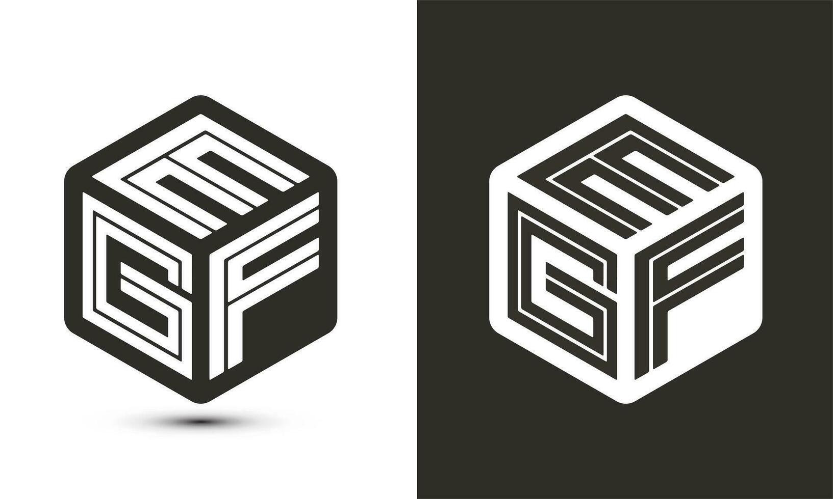 EGF letter logo design with illustrator cube logo, vector logo modern alphabet font overlap style.