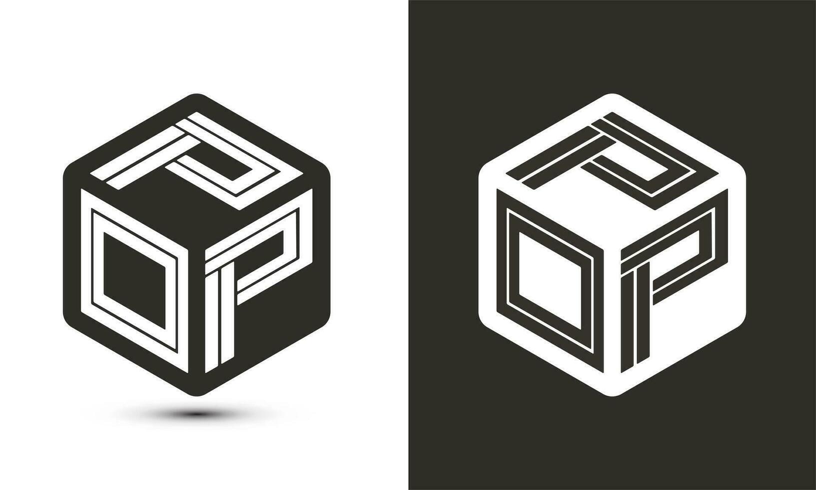 POP letter logo design with illustrator cube logo, vector logo modern alphabet font overlap style.