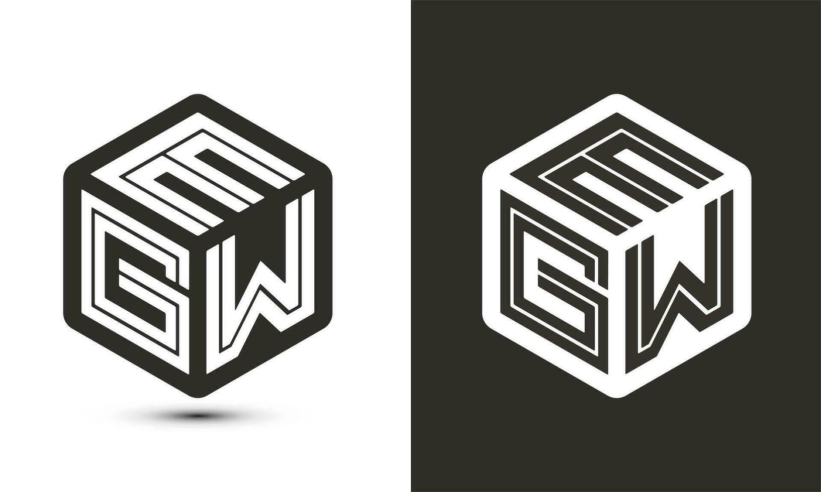 EGW letter logo design with illustrator cube logo, vector logo modern alphabet font overlap style.