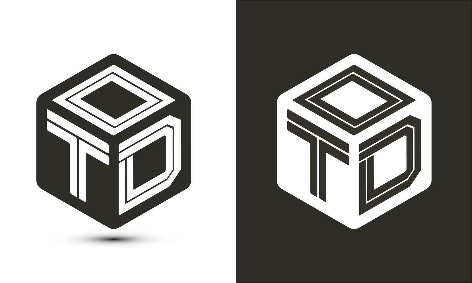 OTD letter logo design with illustrator cube logo, vector logo modern alphabet font overlap style.