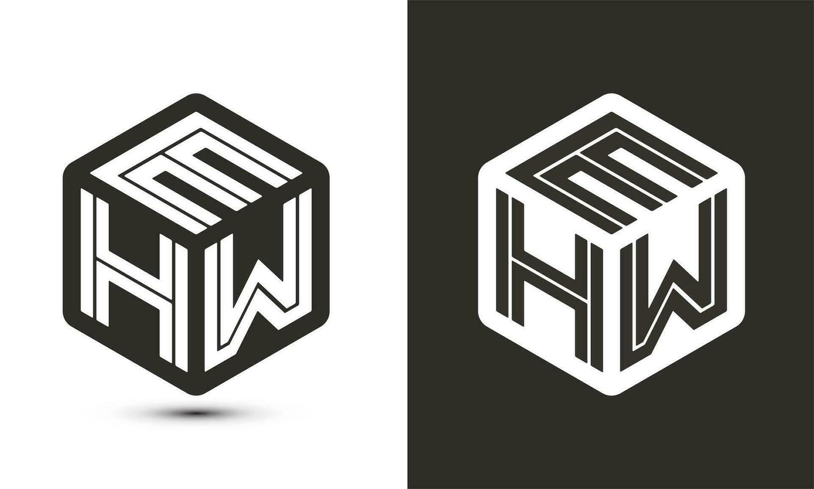 EHW letter logo design with illustrator cube logo, vector logo modern alphabet font overlap style.