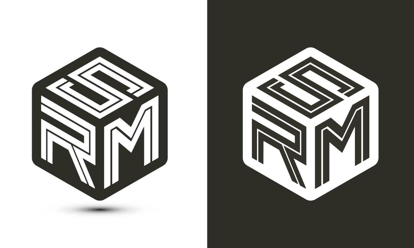 srm letra logo diseño con ilustrador cubo logo, vector logo moderno alfabeto fuente superposición estilo.