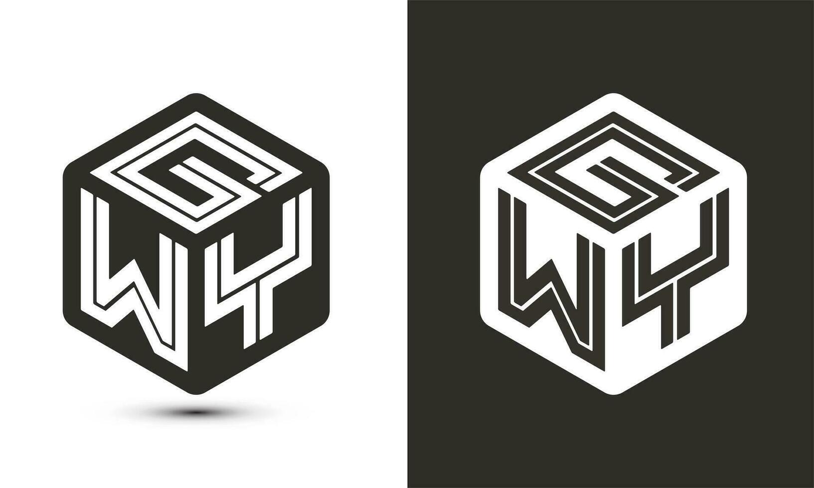 GWY letter logo design with illustrator cube logo, vector logo modern alphabet font overlap style.