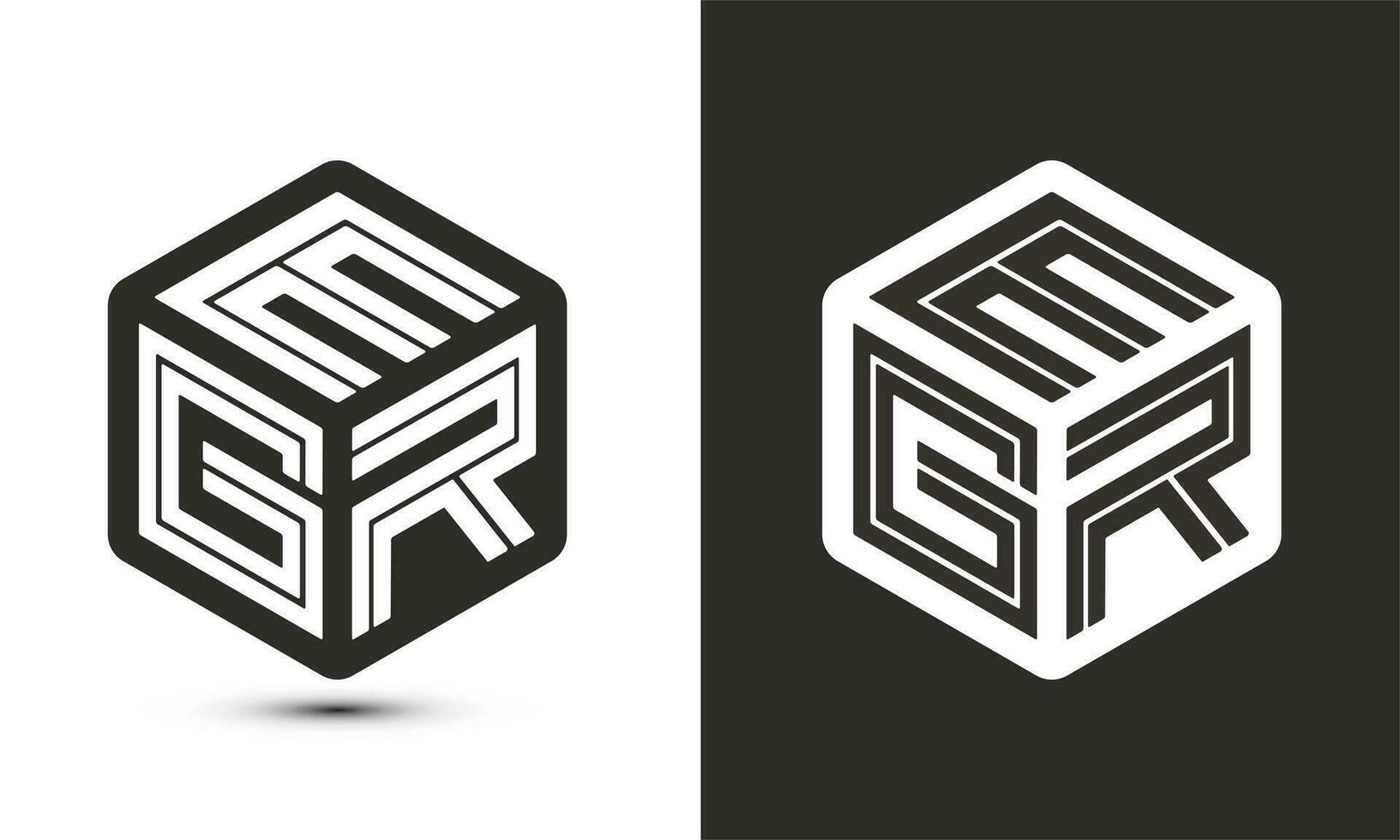 EGR letter logo design with illustrator cube logo, vector logo modern alphabet font overlap style.