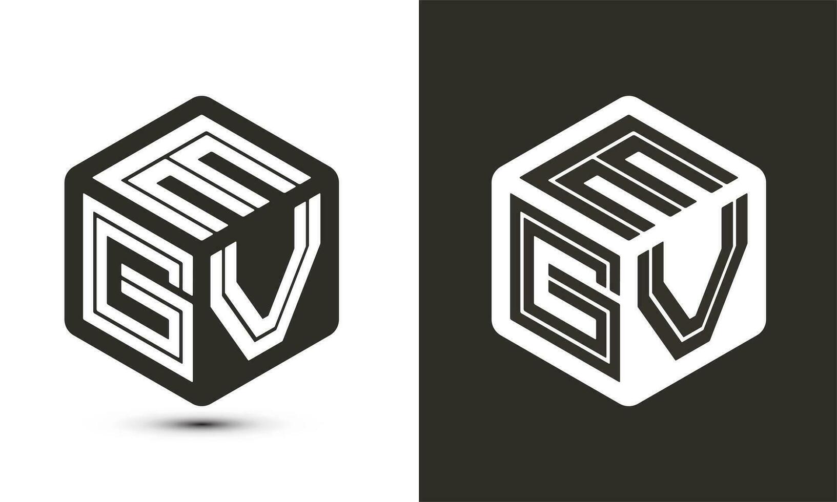 EGV letter logo design with illustrator cube logo, vector logo modern alphabet font overlap style.