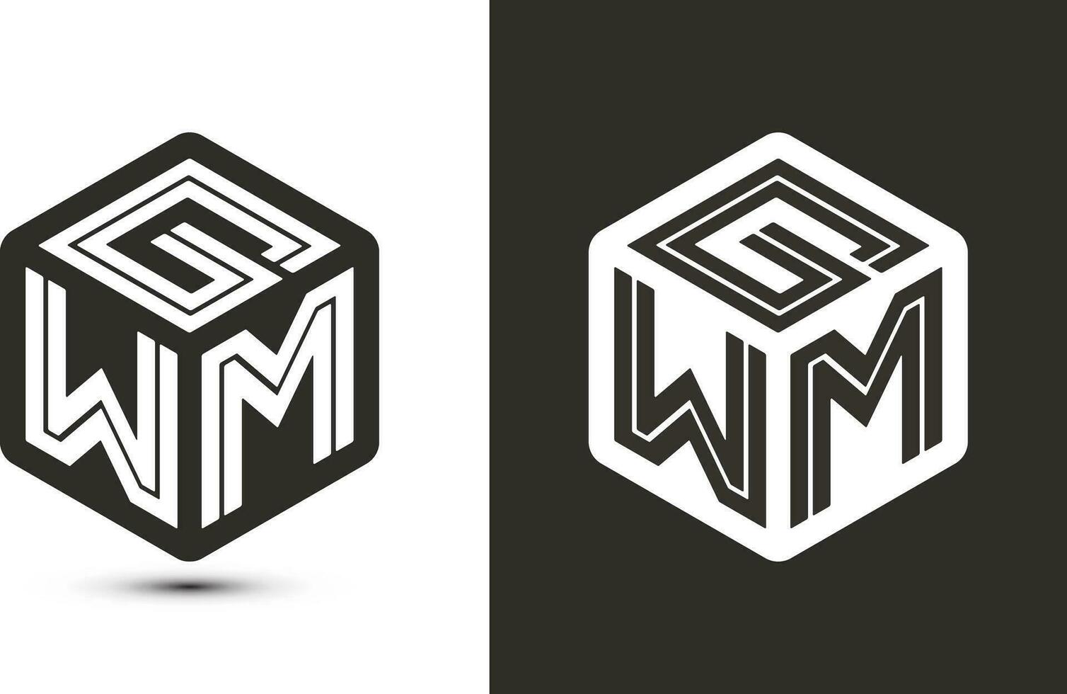 GWM letter logo design with illustrator cube logo, vector logo modern alphabet font overlap style.