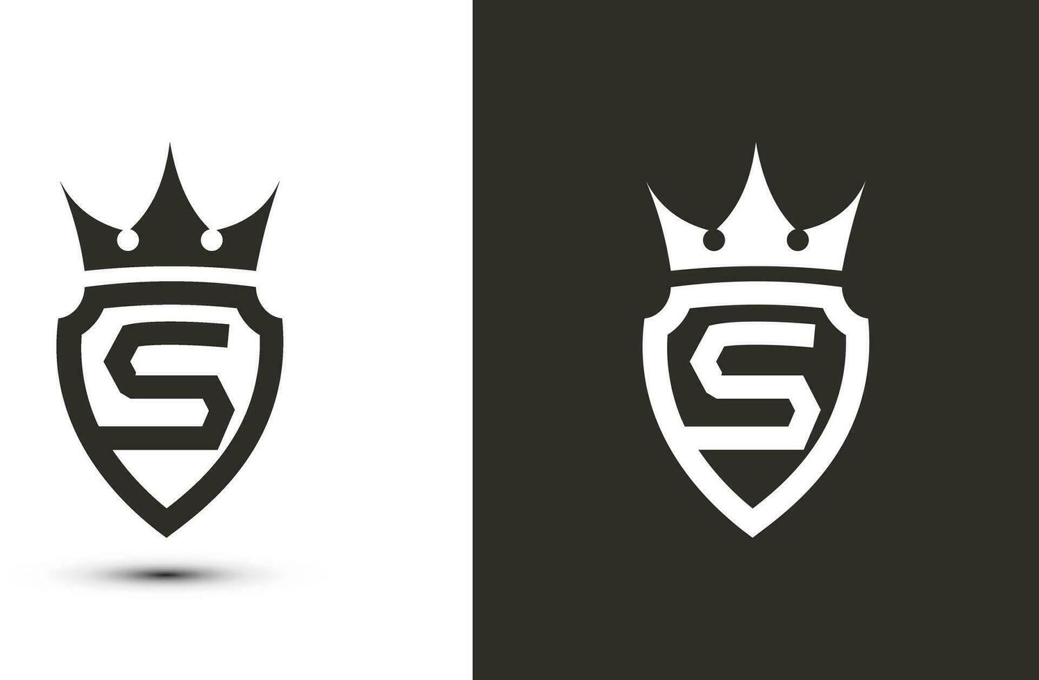 letter S initials signature logotype. Elegant logo icon vector design. Luxury shield crown sign.