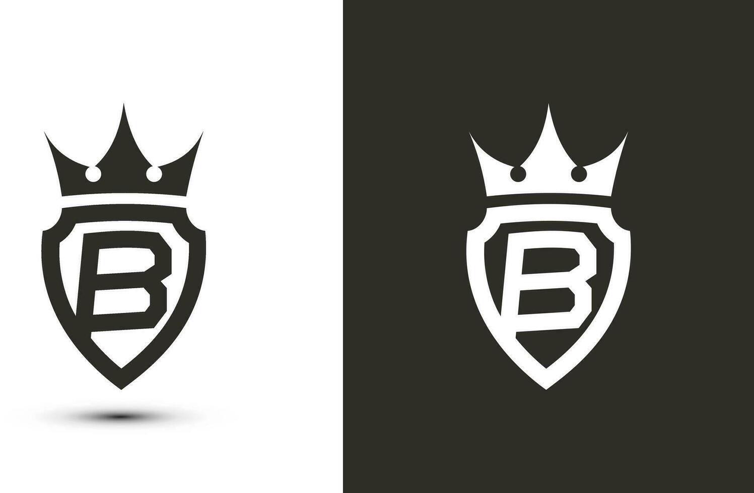 letter B initials signature logotype. Elegant logo icon vector design. Luxury shield crown sign.