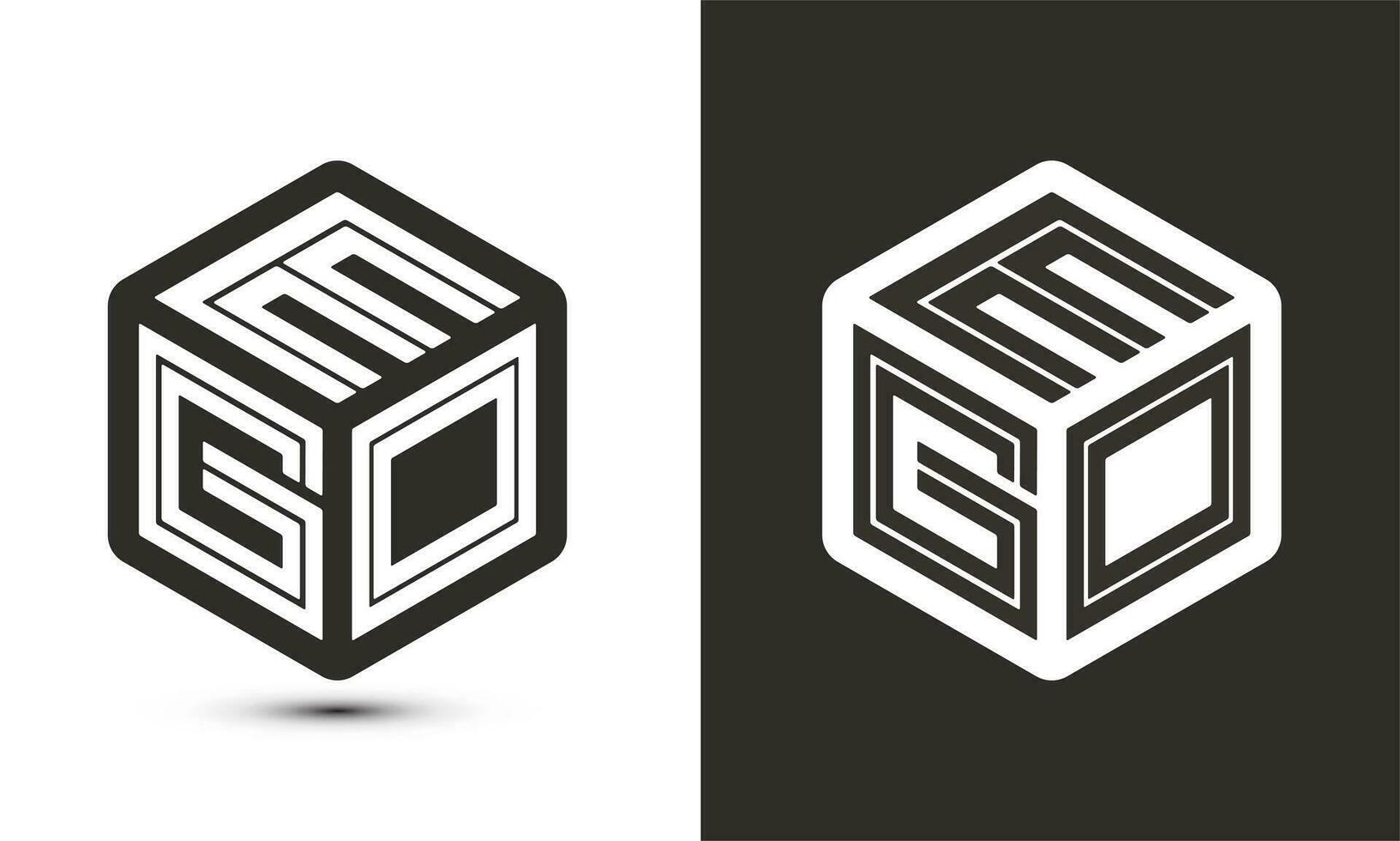 EGO letter logo design with illustrator cube logo, vector logo modern alphabet font overlap style.