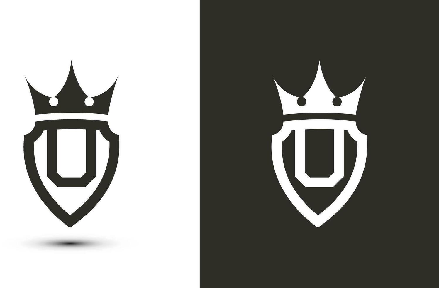 letter U initials signature logotype. Elegant logo icon vector design. Luxury shield crown sign.