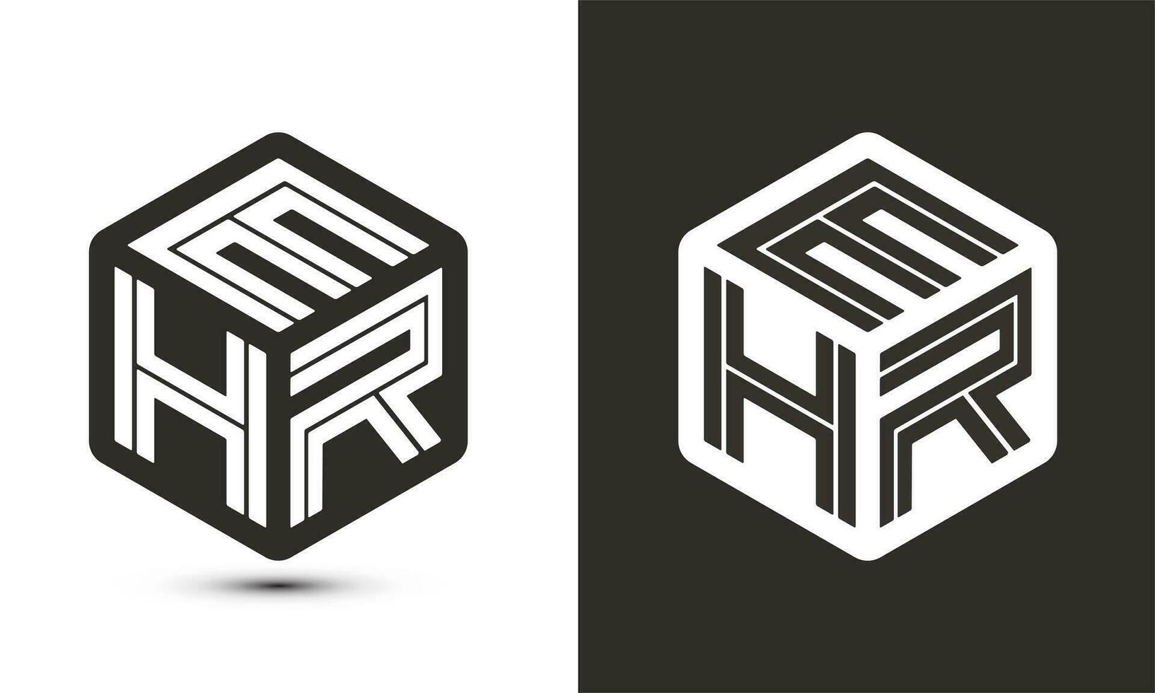 ehr letra logo diseño con ilustrador cubo logo, vector logo moderno alfabeto fuente superposición estilo.