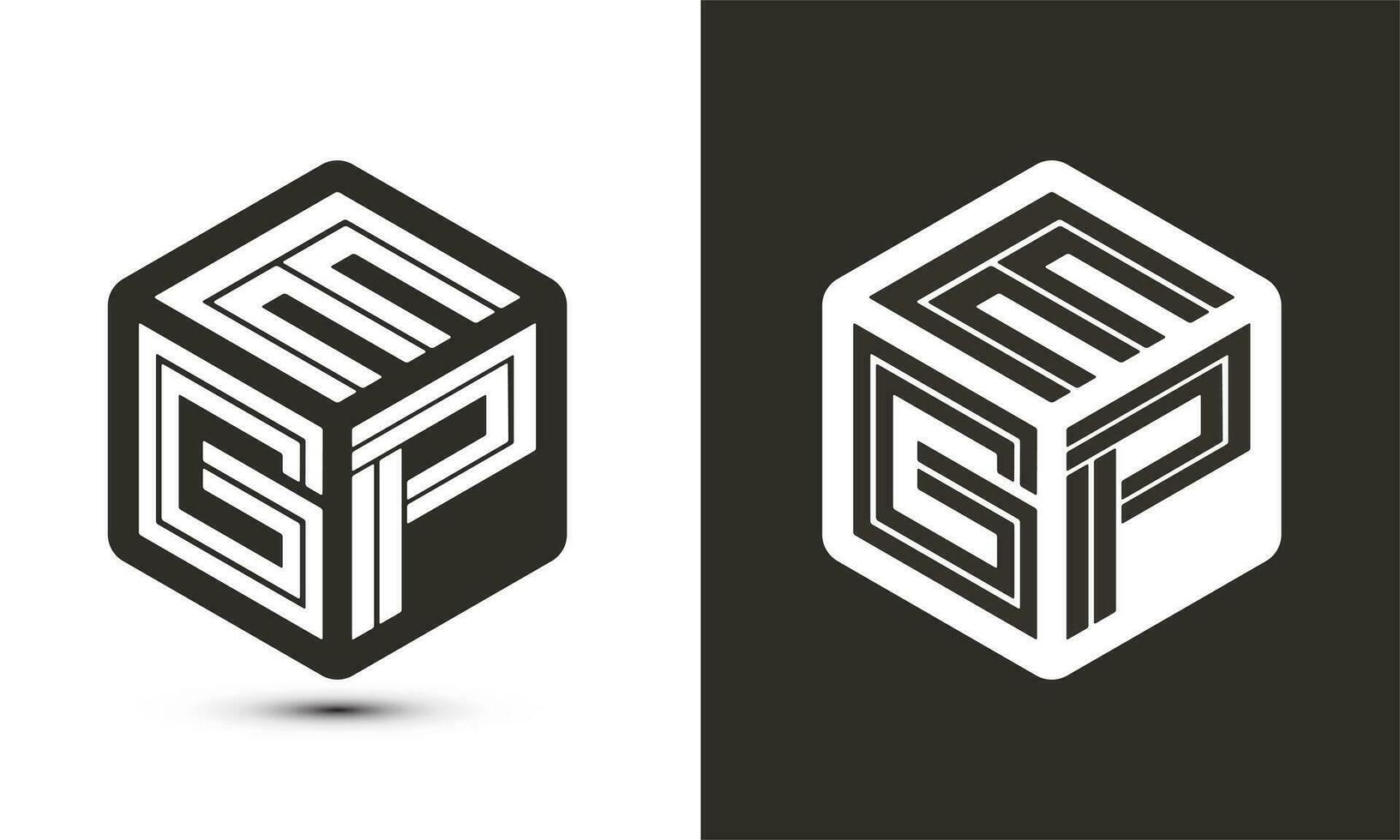 EGP letter logo design with illustrator cube logo, vector logo modern alphabet font overlap style.