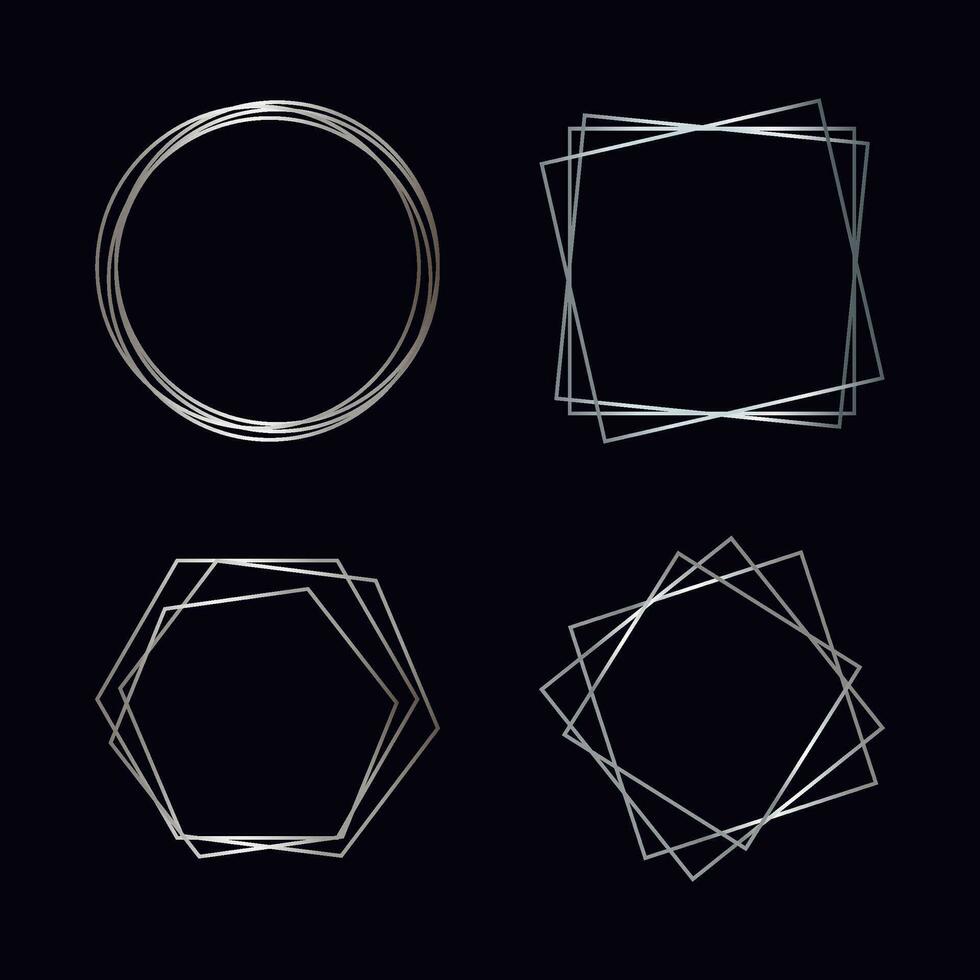 Silver geometric polygonal frame vector