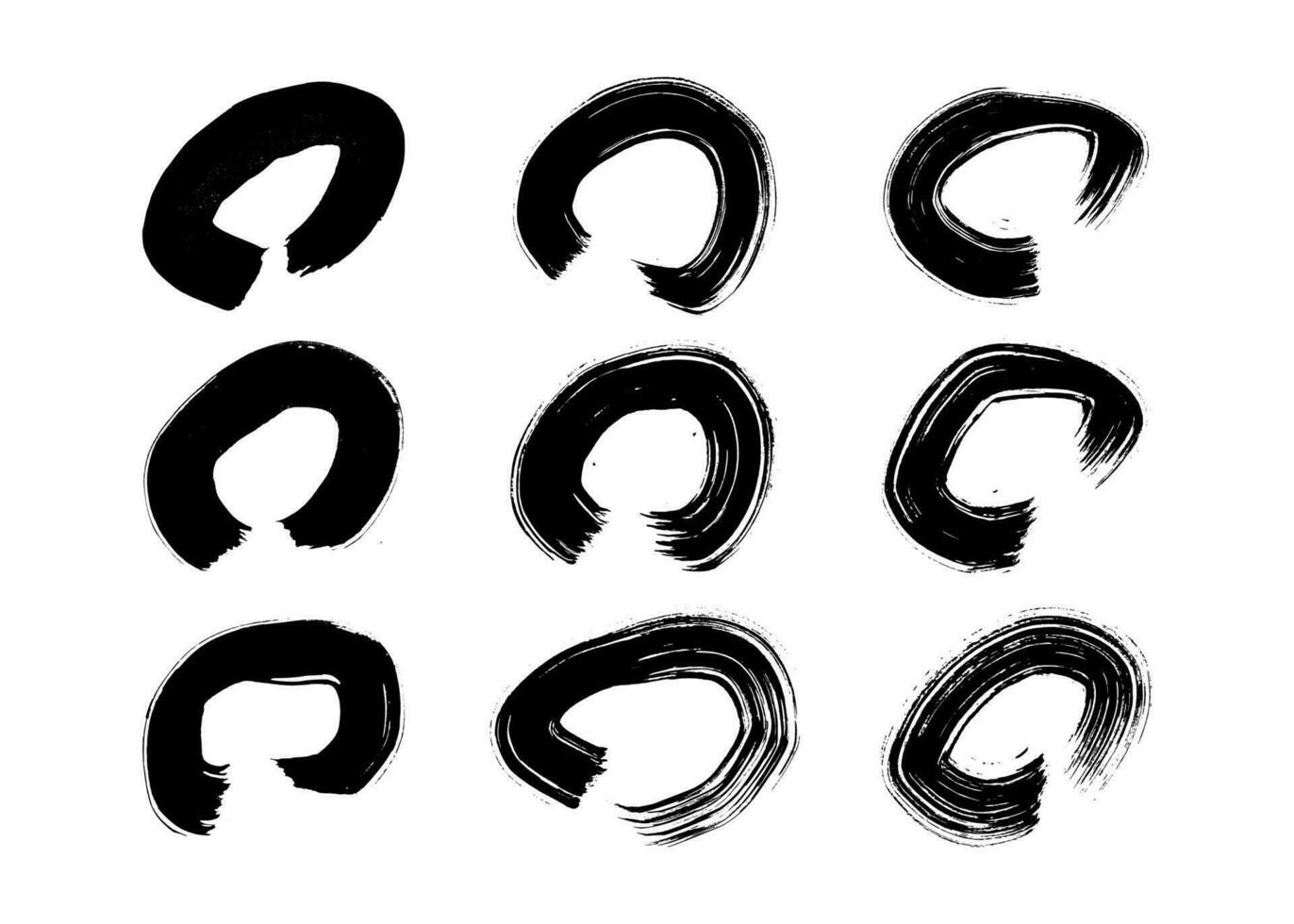 Black grunge brush strokes in circle form vector