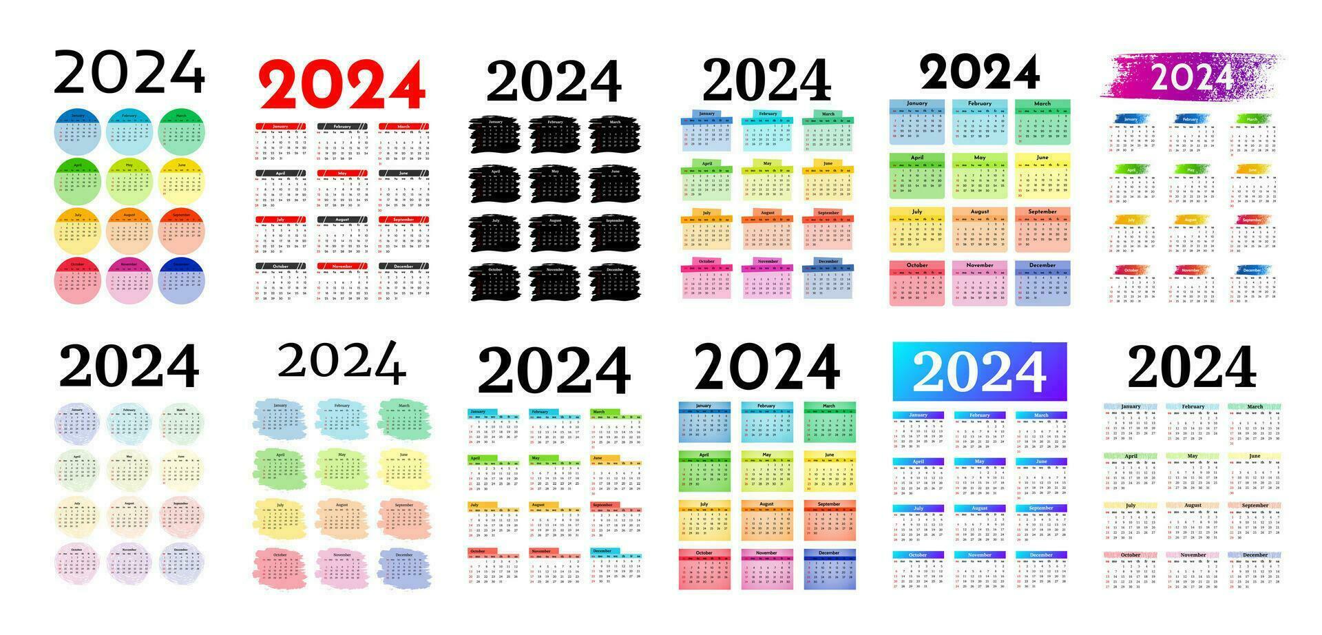 calendario para 2024 aislado en un blanco antecedentes vector