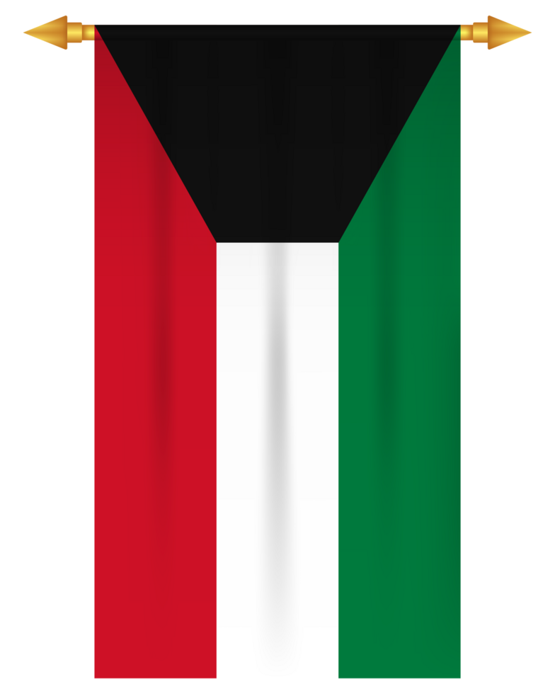 Kuwait flag vertical pennant isolated png