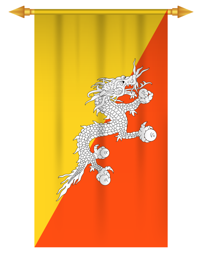 Bhutan flag vertical pennant isolated png