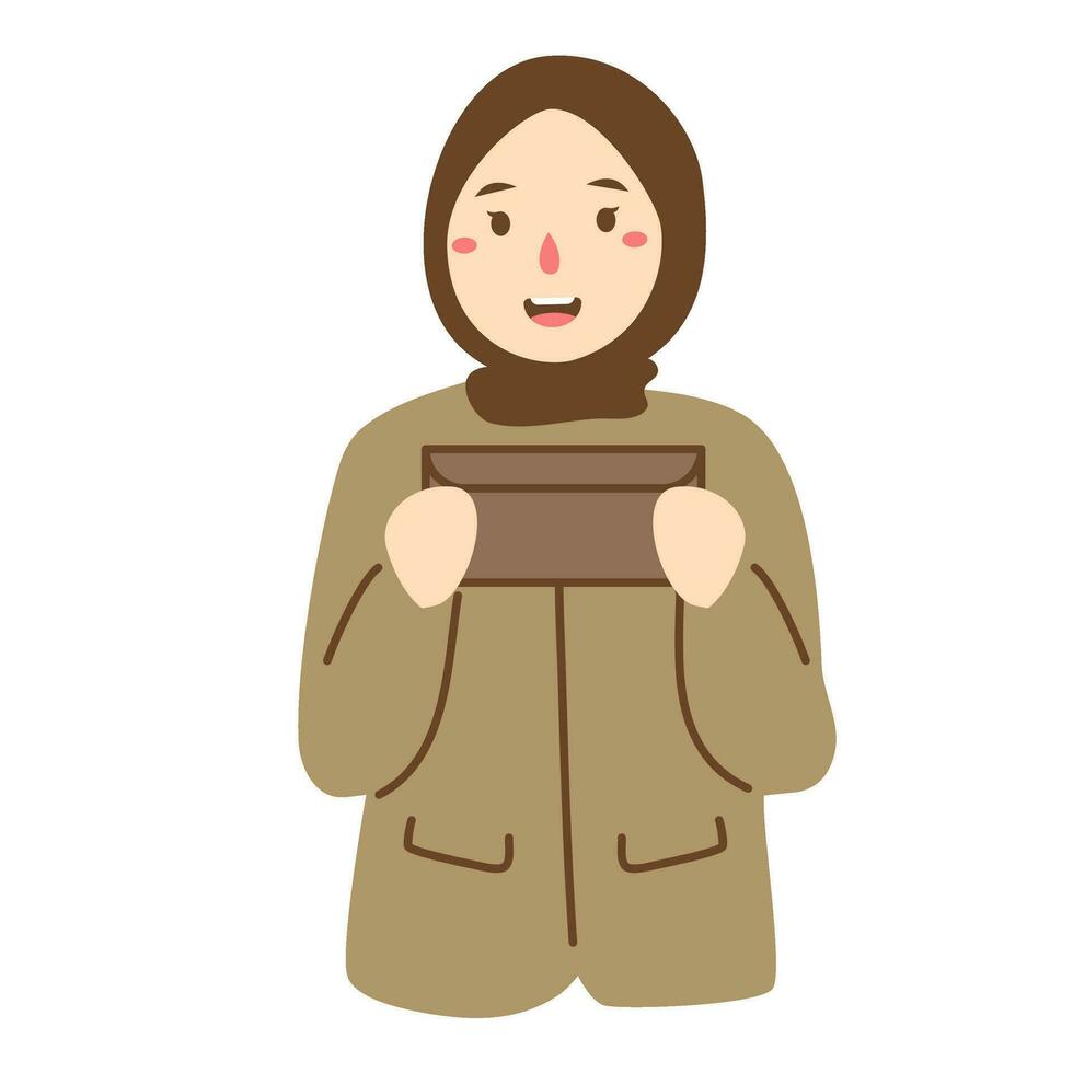 government worker brown uniform bringing document vector