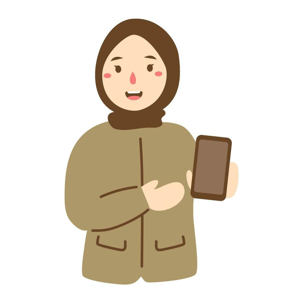 government worker woman holding her smartphone vector