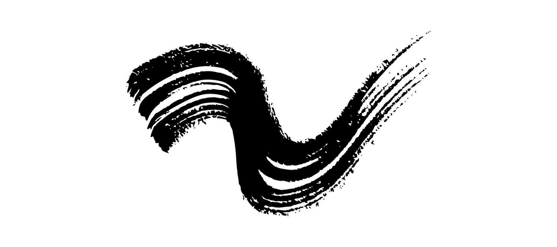 Black wavy grunge brush strokes vector