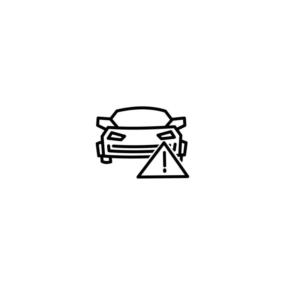 Car related icon outline and linear vector.car caution, isolated icon on white background, auto service, car repair vector