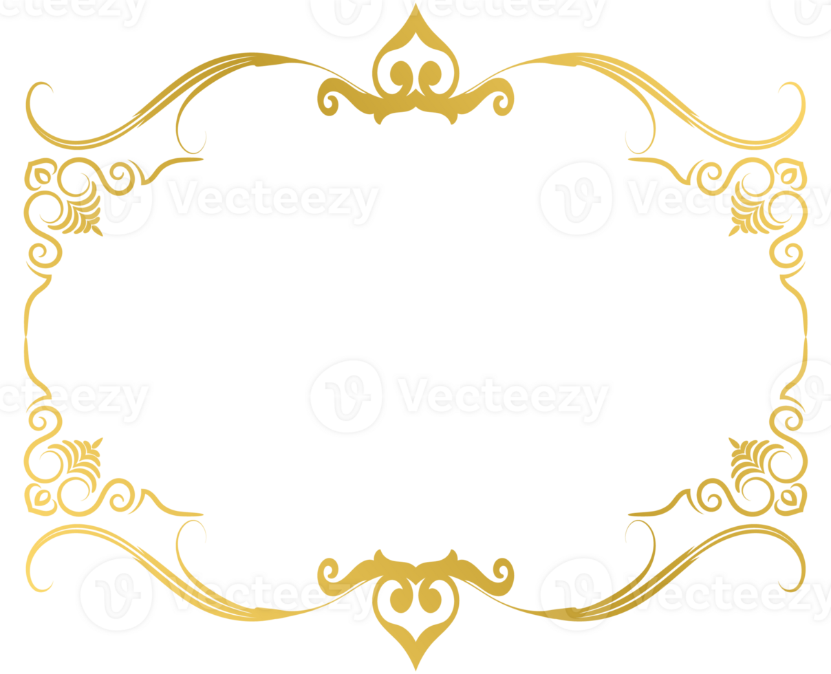 Vintage message frame rococo baroque gold color png