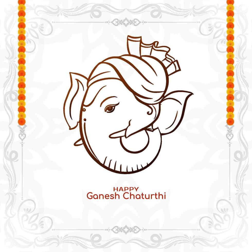 Traditional Happy Ganesh Chaturthi festival celebration card vector