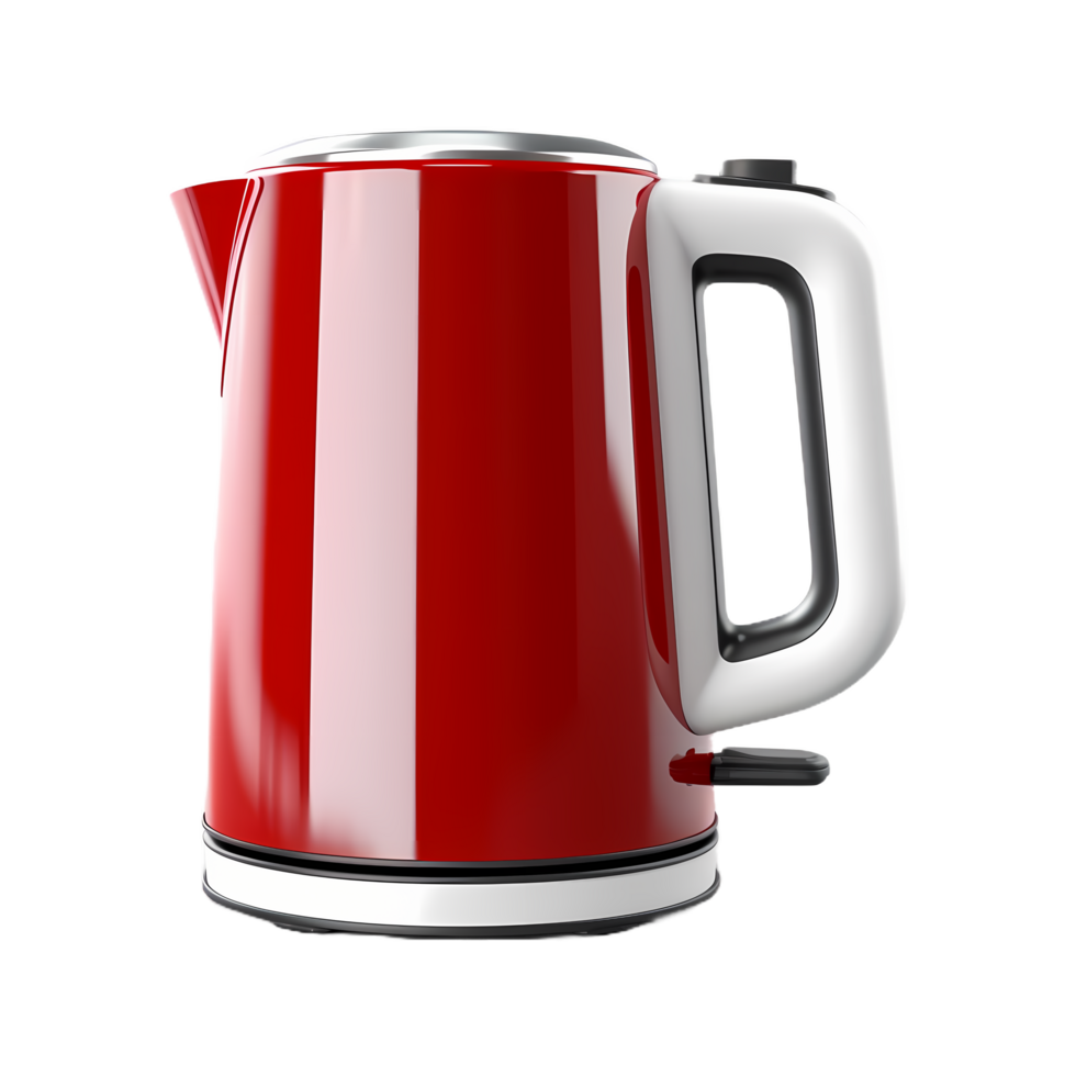 Red electric kettle ai generative png