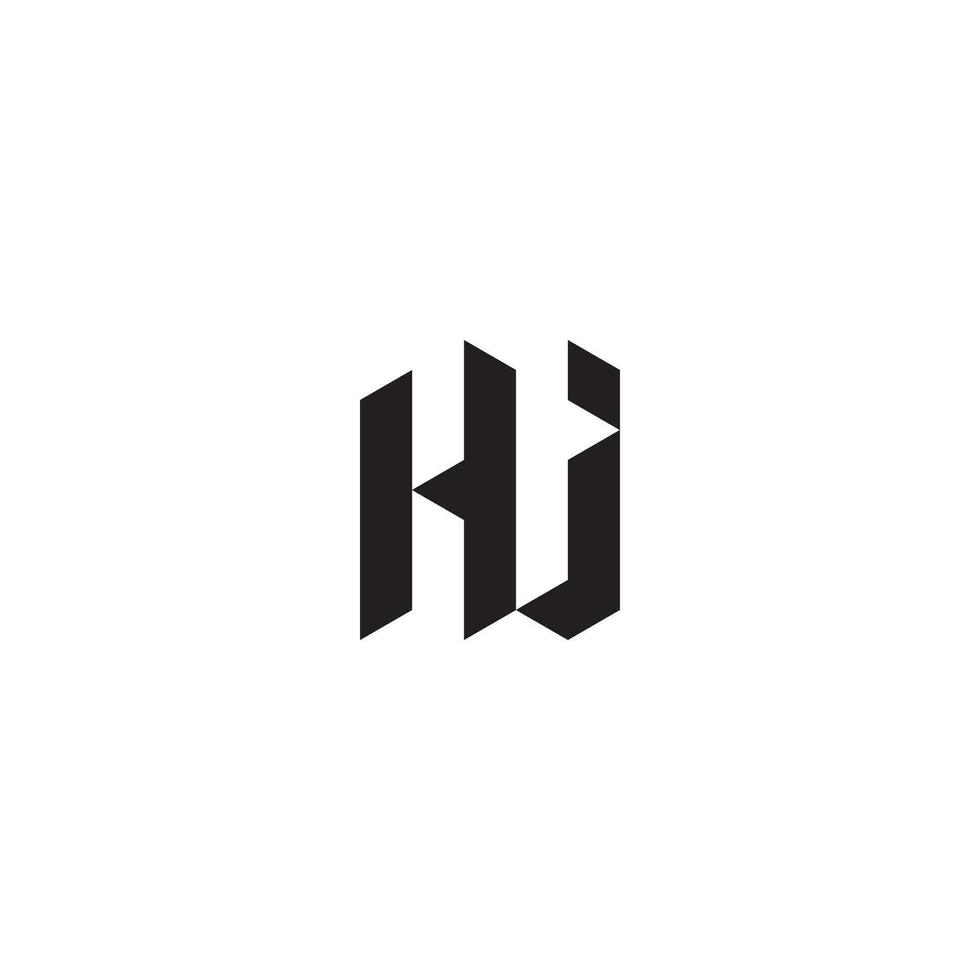 HJ geometric and futuristic concept high quality logo design vector