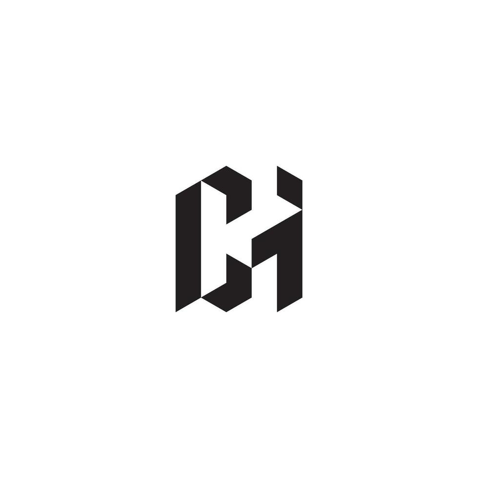 CH geometric and futuristic concept high quality logo design vector