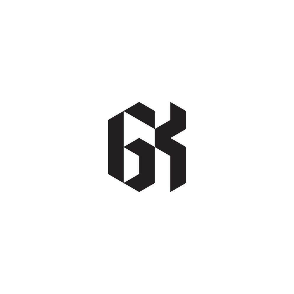 GK geometric and futuristic concept high quality logo design vector