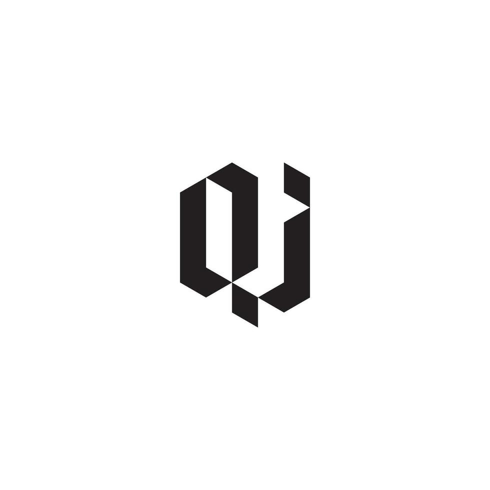 QJ geometric and futuristic concept high quality logo design vector