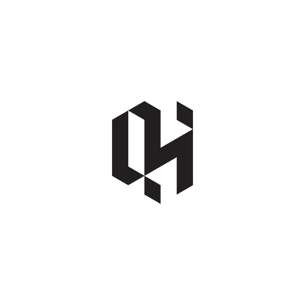 QH geometric and futuristic concept high quality logo design vector
