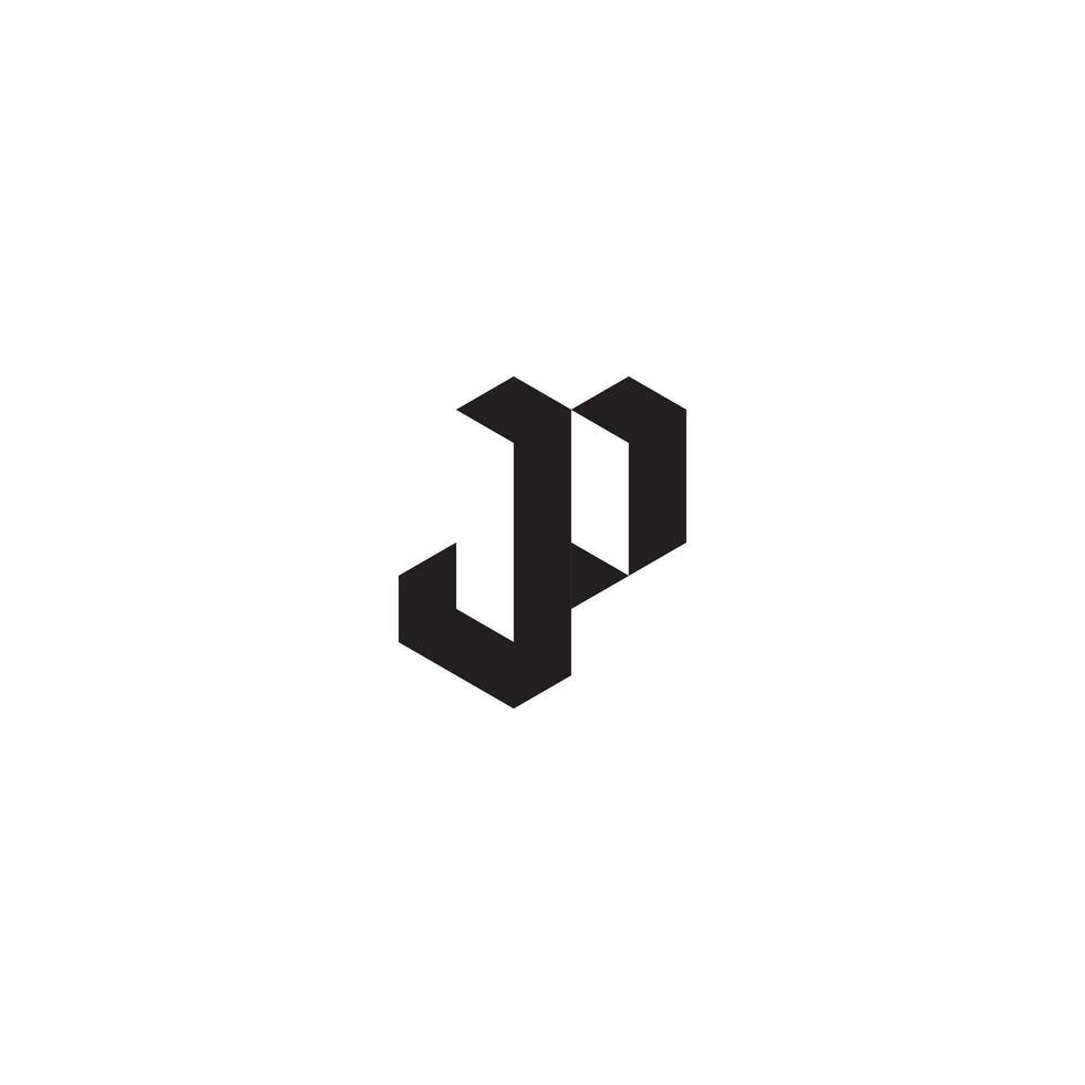 JP geometric and futuristic concept high quality logo design vector