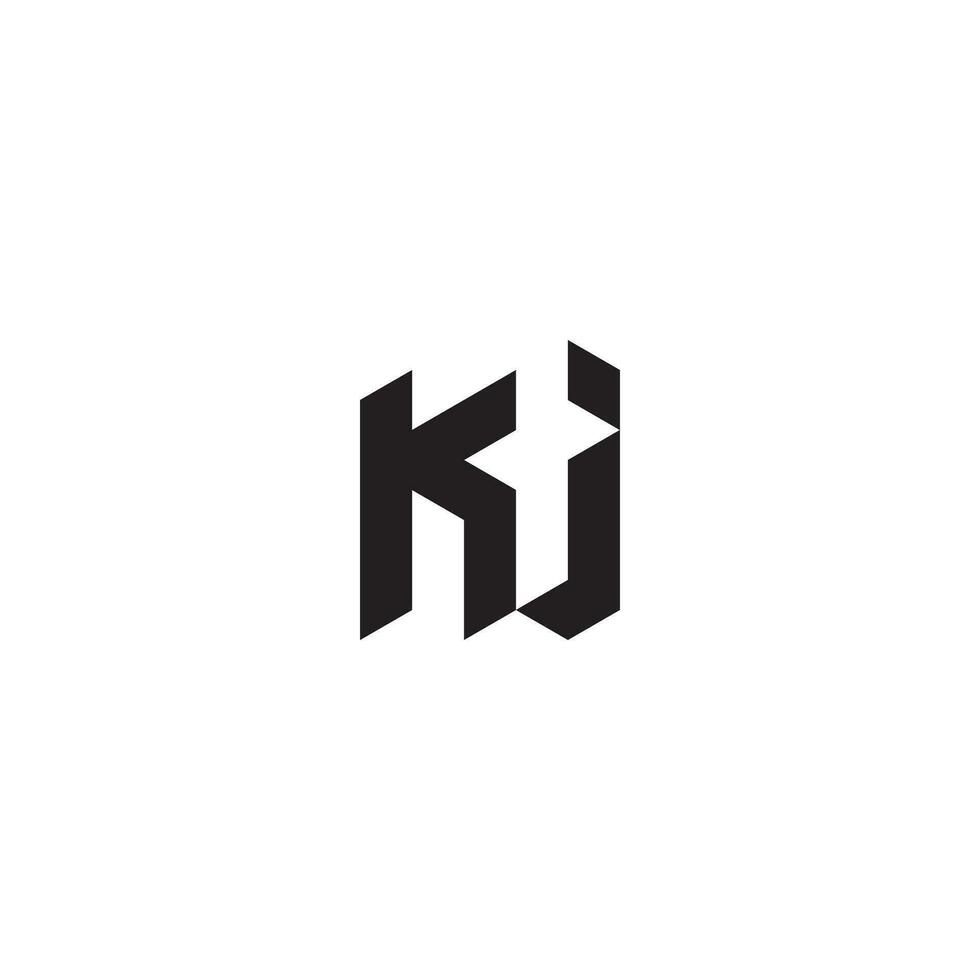 KJ geometric and futuristic concept high quality logo design vector