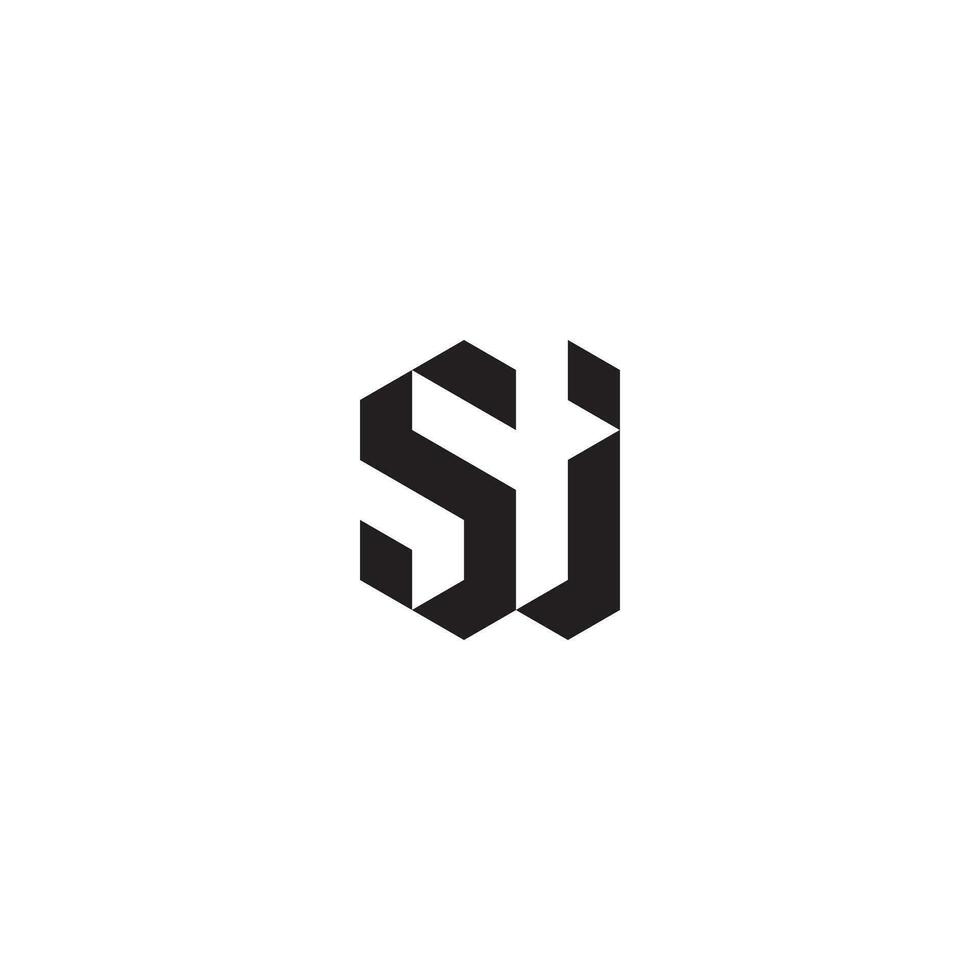 SJ geometric and futuristic concept high quality logo design vector