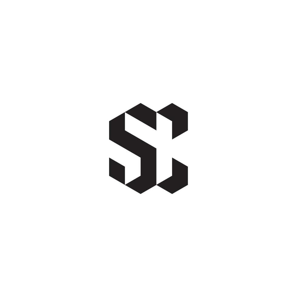 SC geometric and futuristic concept high quality logo design vector