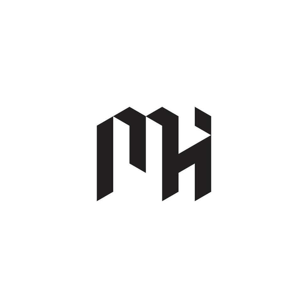 MH geometric and futuristic concept high quality logo design vector
