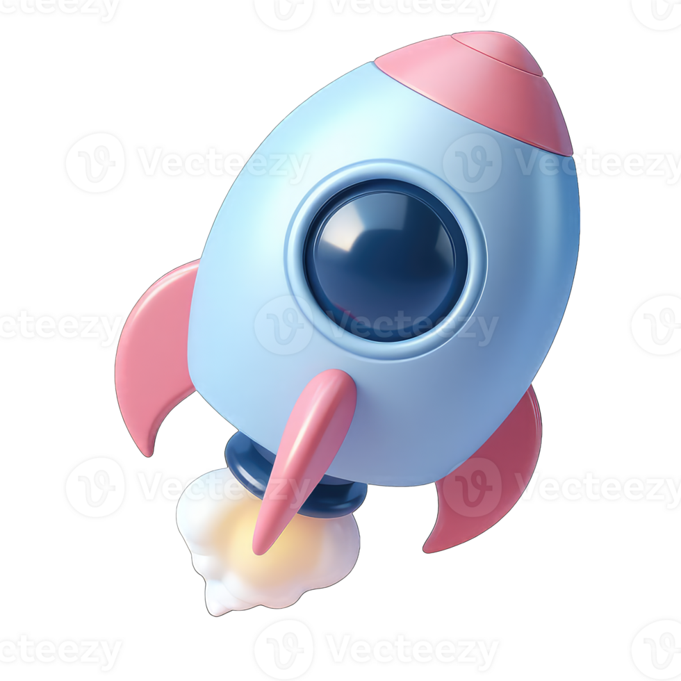 Entertaining 3D Rocket Graphic, png